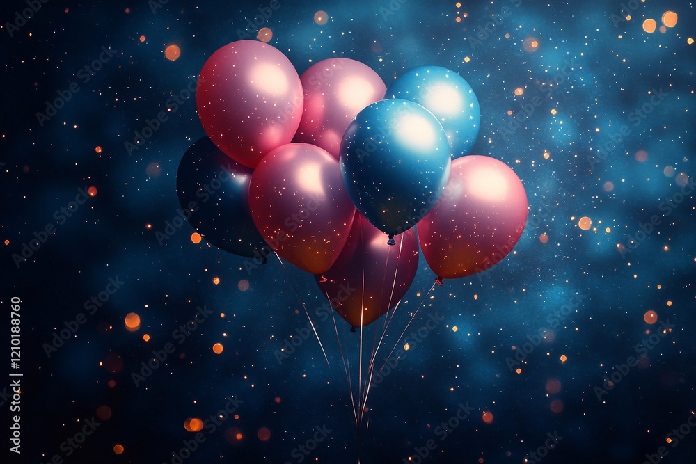Balloons in a World of Stars : Use a dark background with stars to create a magical effect.
Balloons in a World of Stars : Use a dark background with stars to create a magical effect.