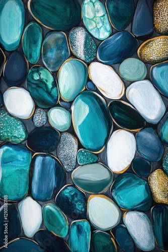 Colorful stones arranged in patterns for home decor, wellness, or landscaping projects. Ideal for backgrounds, textures, and nature-themed artworks or crafts.