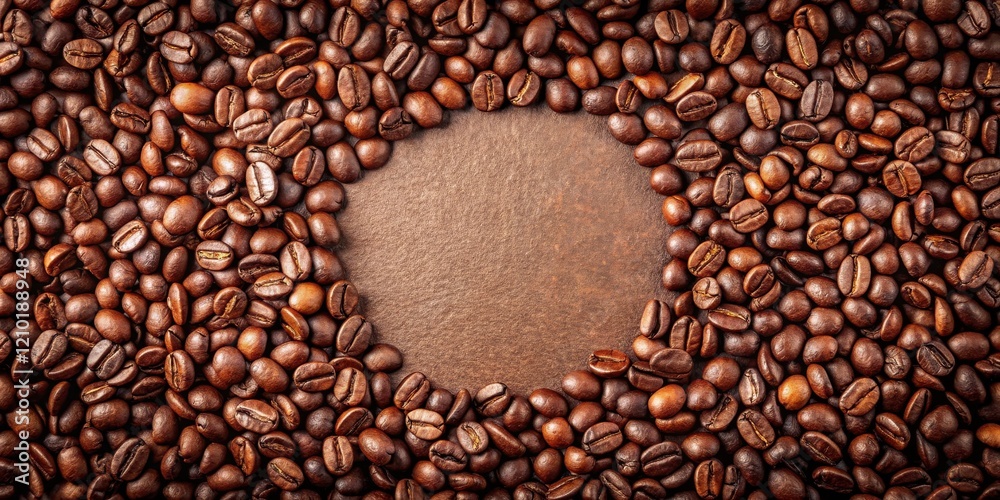 Roasted Coffee Beans Frame with Brown Background for Text or Design Roasted Coffee Beans Frame with Brown Background for Text or Design