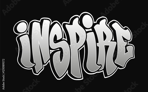 Inspire word trippy psychedelic graffiti style letters. Vector hand drawn doodle cartoon logo Inspire illustration. Funny cool trippy letters, fashion, graffiti style print t-shirt, poster concept