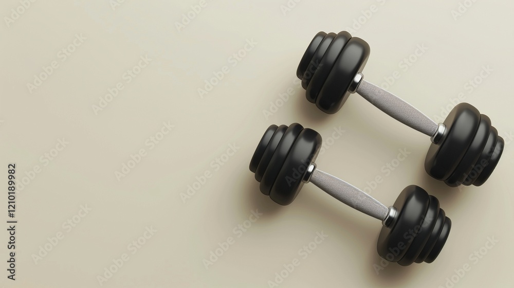 Dumbbells fitness inventory on beige background image copy space, ai generated. Weight loss sports activity banner background blurred. Exercising with heavy equipment concept photography copyspace Dumbbells fitness inventory on beige background image copy space, ai generated. Weight loss sports activity banner background blurred. Exercising with heavy equipment concept photography copyspace