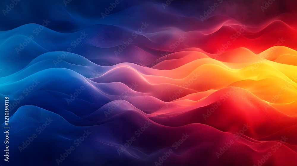 Obraz premium Mesmerizing Gradient Waves of Vibrant Color Blend in Smooth Abstract Background with Seamless Transitions and Serene Vibes