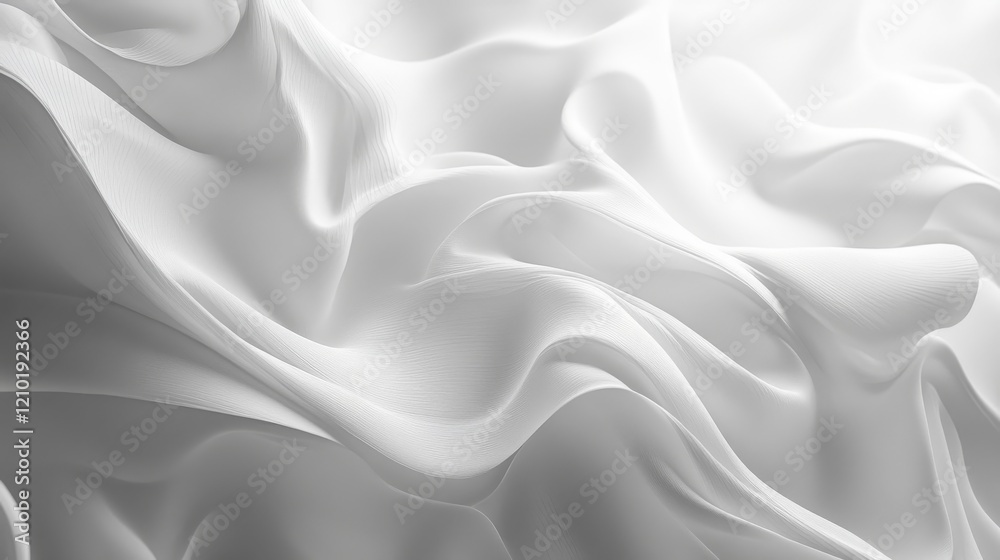 Fototapeta premium Abstract White Fabric Draped in Soft Waves