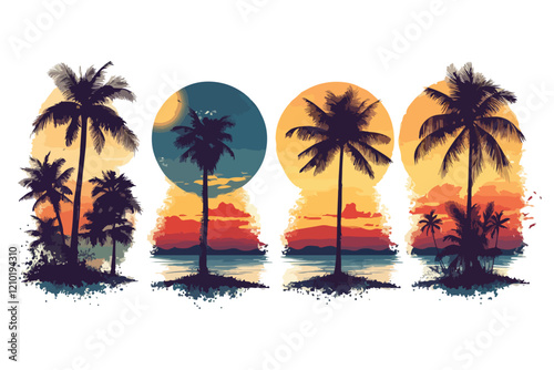 trees on the beach t shirt vector design
