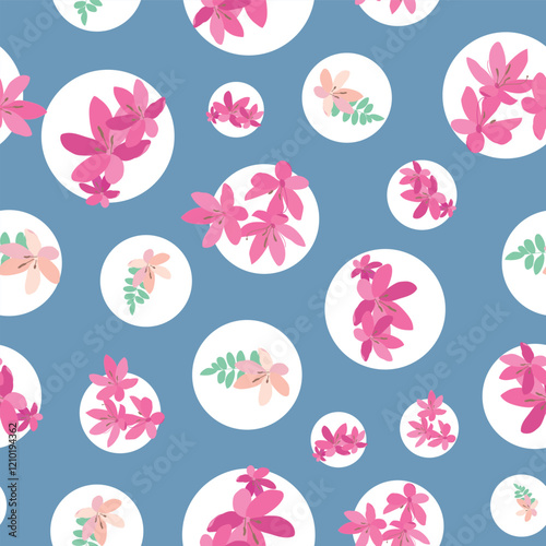 Vibrant Pink Flowers Vector Seamless Pattern. Floral repeat pattern great for textiles, tiles, wallpaper, gift paper, wedding designs.