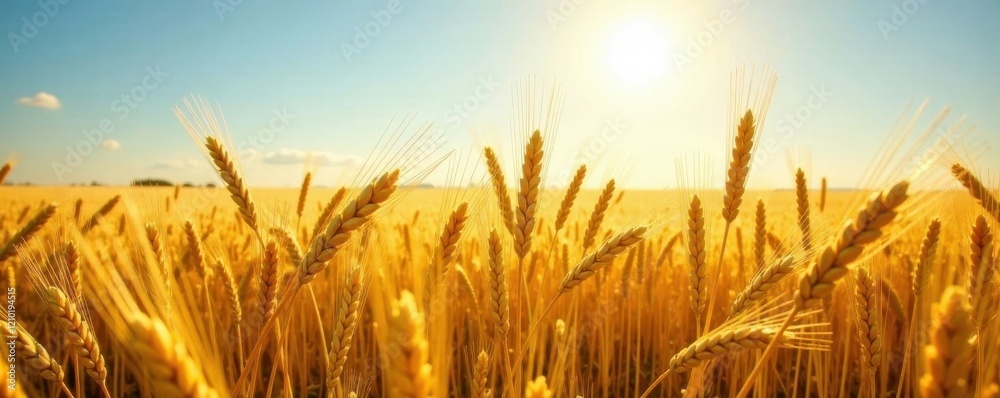 Golden wheat field under a bright sun, swaying gently , wheat, bright, countryside Golden wheat field under a bright sun, swaying gently , wheat, bright, countryside