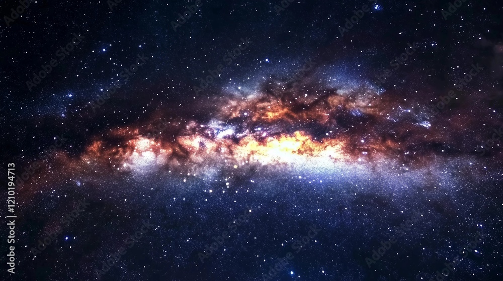 Obraz premium A stunning and detailed panoramic view of the Milky Way galaxy, with stars glowing in shades of blue
