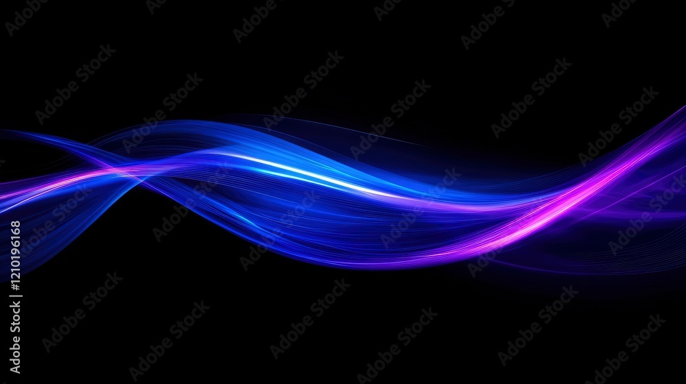 Naklejka premium Dynamic Blue and Purple Abstract Wave: Serene Digital Art