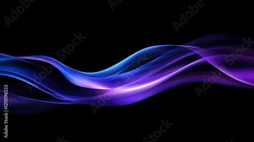 Abstract Blue and Purple Flowing Waves: Serene Digital Art