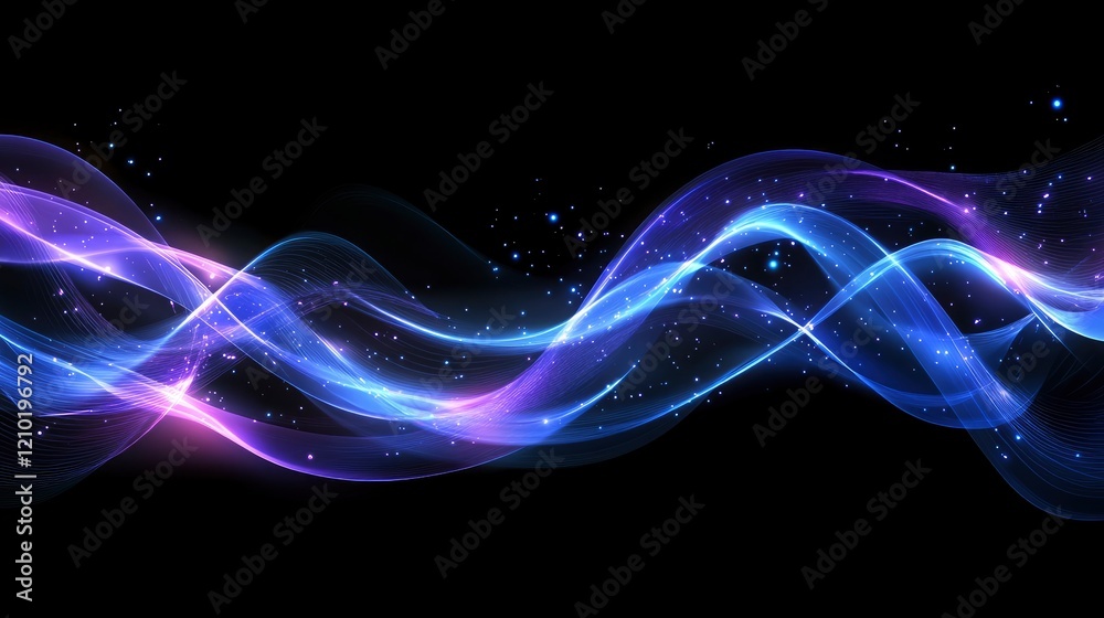 Obraz premium Glowing Blue and Purple Waves: Abstract Energy Art