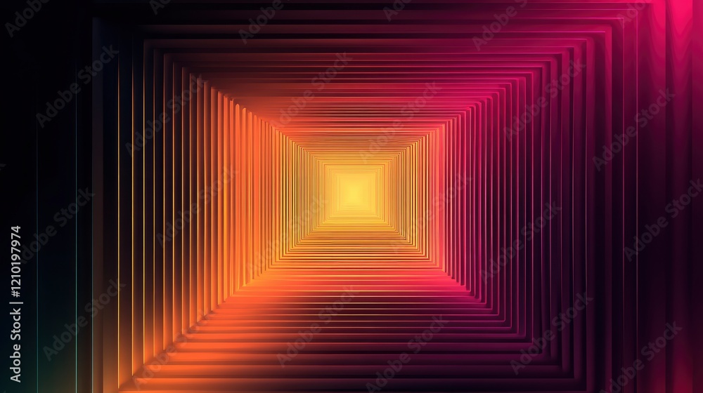 Abstract Warm-Colored Tunnel: A Receding Square Perspective in Vibrant Hues Abstract Warm-Colored Tunnel: A Receding Square Perspective in Vibrant Hues