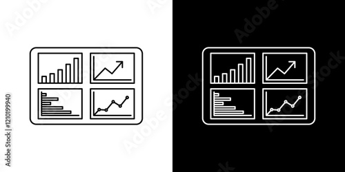 Admin panel icons set in black filled and stroke line style