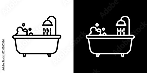 Bathtube vector icon in thin line style