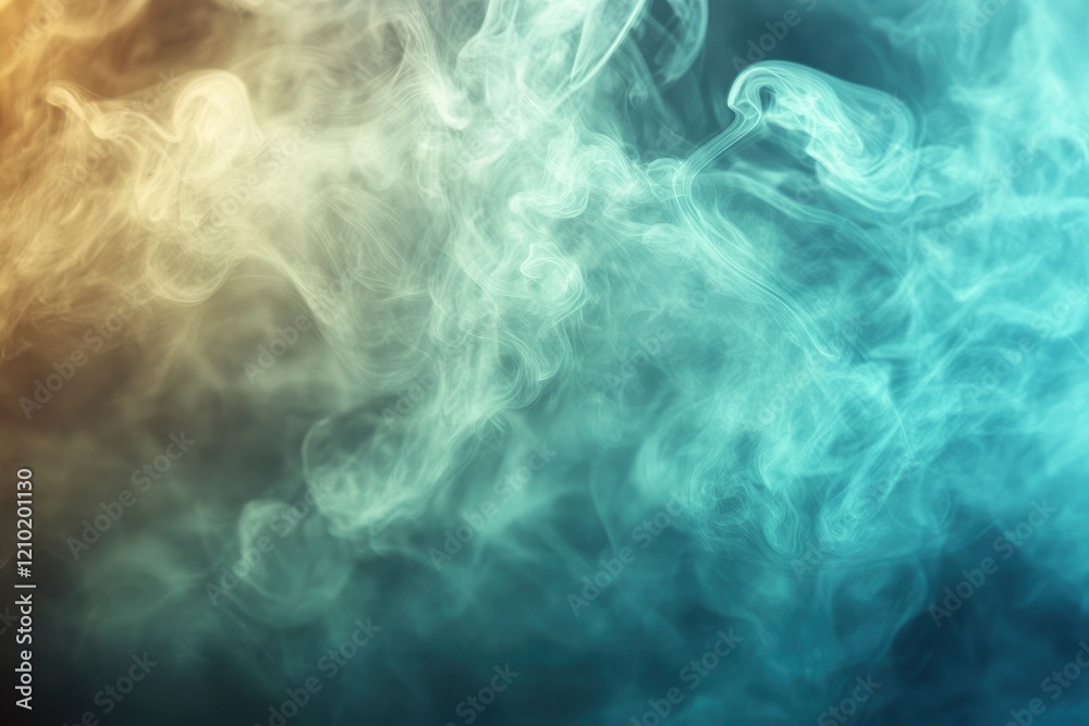 Ethereal Smoke: A Dreamlike Teal and Gold Abstract Ethereal Smoke: A Dreamlike Teal and Gold Abstract