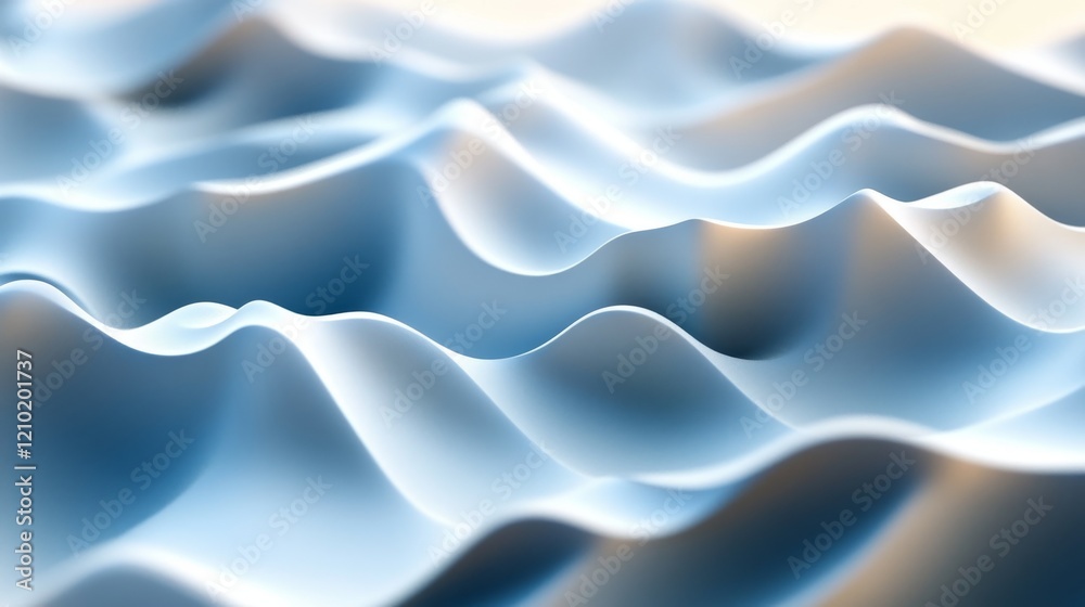 Obraz premium Abstract Blue and White Wavy Landscape