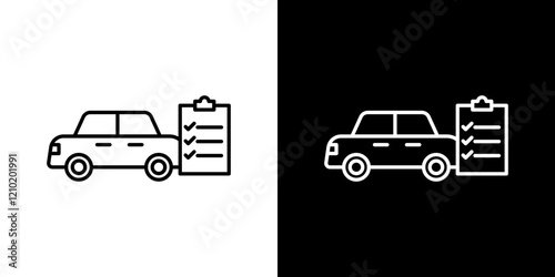 Car repair check list icons set in black filled and stroke line style
