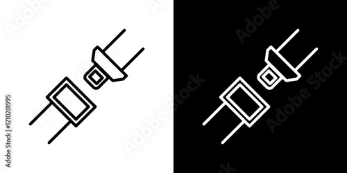 Car seat belt vector icon in thin line style