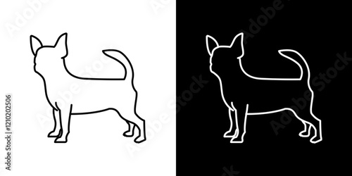 Chihuahua dog vector icon in thin line style