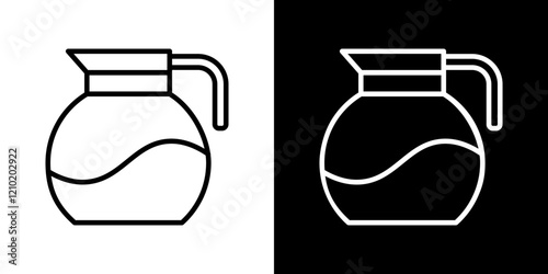 Coffee pot icons set in black filled and stroke line style