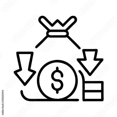 economic bailout icon, economic bailout line art - simple line art of economic bailout, perfect for economic bailout logos and icons