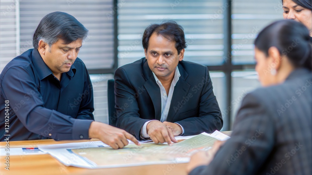Executive Team Strategy – Indian executives discussing high-level strategies in a boardroom meeting.	
