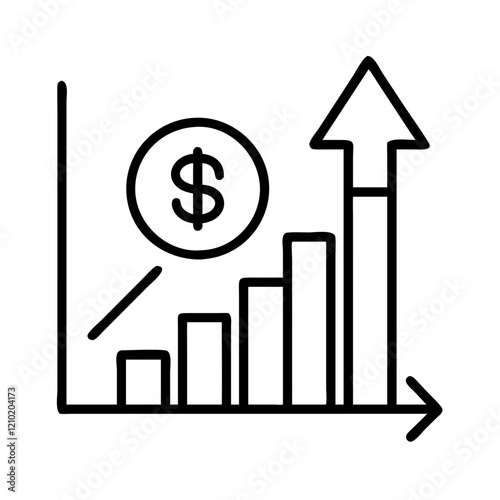 economic growth projections icon, economic growth projections line art - simple line art of economic growth projections, perfect for economic growth projections logos and icons