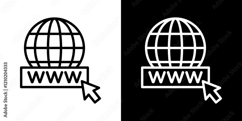 Domain icons set in black filled and stroke line style