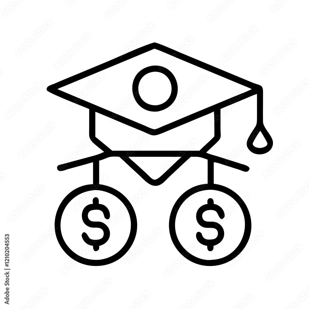 education costs icon, education costs line art - simple line art of education costs, perfect for education costs logos and icons education costs icon, education costs line art - simple line art of education costs, perfect for education costs logos and icons