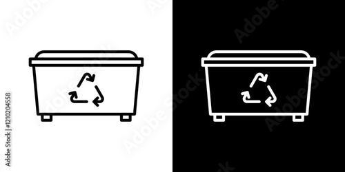 Dumpster icons set in black filled and stroke line style