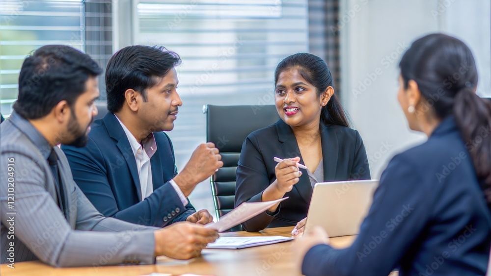 Diverse Office Leadership – An Indian leadership team consisting of men and women discussing future business goals.
Diverse Office Leadership – An Indian leadership team consisting of men and women discussing future business goals.
