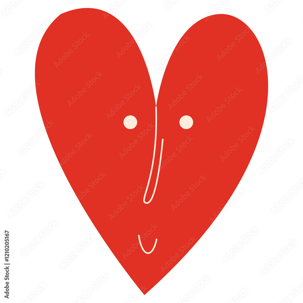 Cute cartoon funny playful heart with face Cute cartoon funny playful heart with face