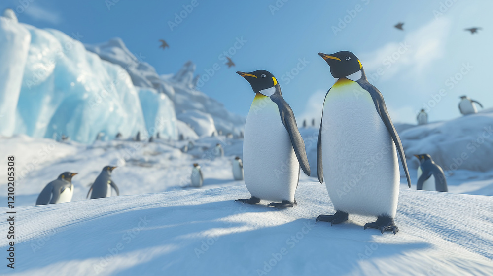 Fototapeta premium A beautiful landscape image with full of penguins.