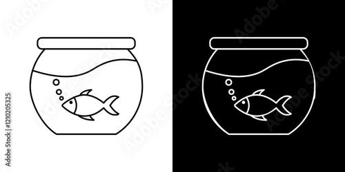 Fish bowl vector icon in thin line style