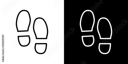 Footprint icons set in black filled and stroke line style