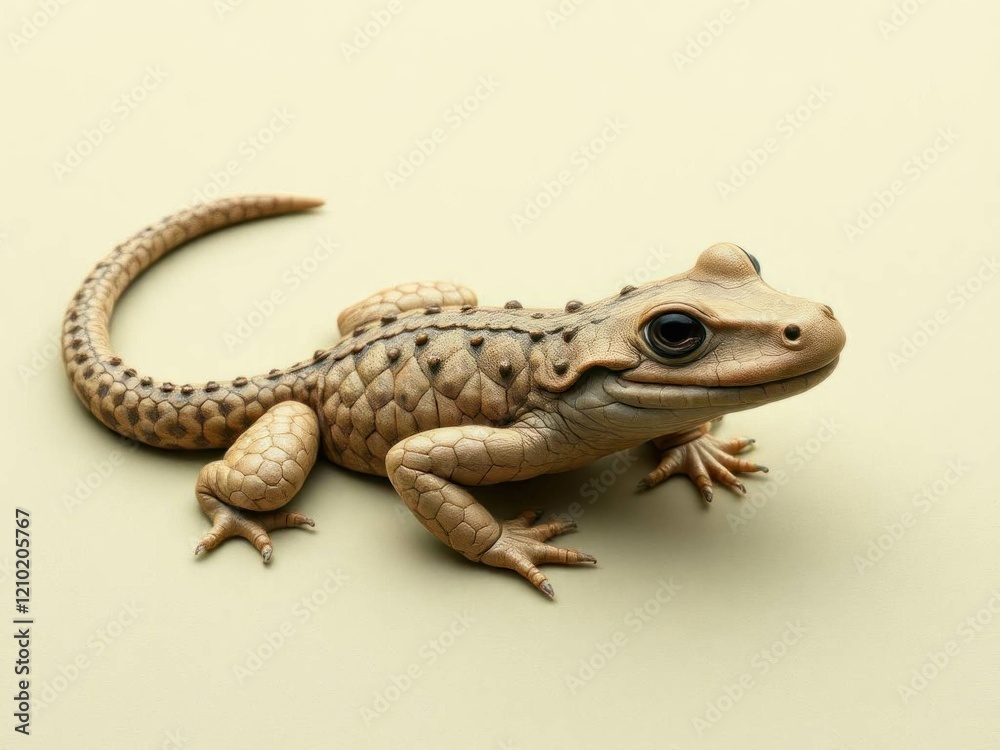 Naklejka premium A small lizard is laying on a white surface