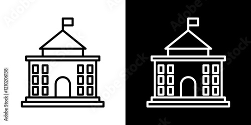 Government building vector icon in thin line style