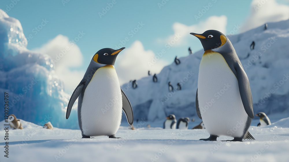 Fototapeta premium A beautiful landscape image with full of penguins.