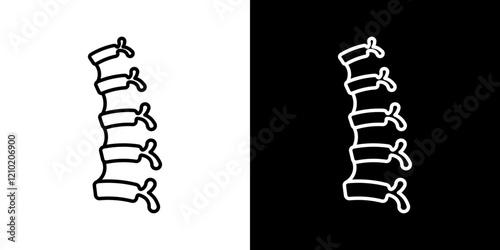 Human spine icons set in black filled and stroke line style