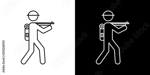 Hunter icons set in black filled and stroke line style