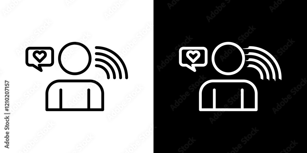 Influencer icons set in black filled and stroke line style Influencer icons set in black filled and stroke line style