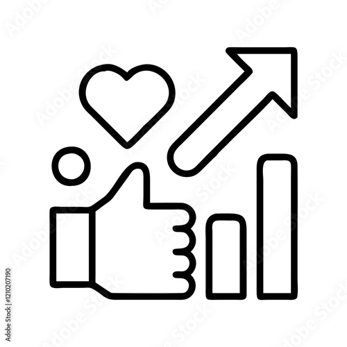 engagement rate icon, engagement rate line art - simple line art of engagement rate, perfect for engagement rate logos and icons