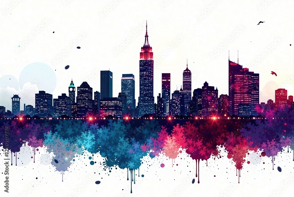 Obraz premium New York City Skyline Silhouette - Dramatic Cityscape