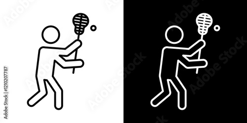 Lacrosse vector icon in thin line style