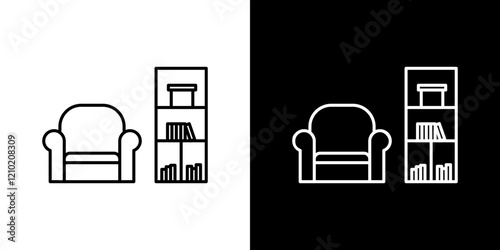 Lounge icons set in black filled and stroke line style