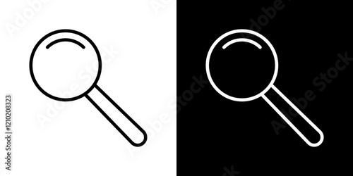 Loupe icons set in black filled and stroke line style