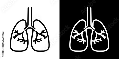 Lungs vector icon in thin line style