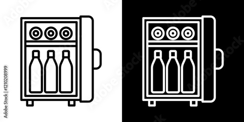 Minibar vector icon in thin line style
