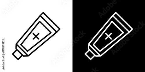 Ointment icons set in black filled and stroke line style