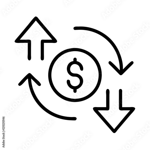 exchange rate fluctuations icon, exchange rate fluctuations line art - simple line art of exchange rate fluctuations, perfect for exchange rate fluctuations logos and icons
