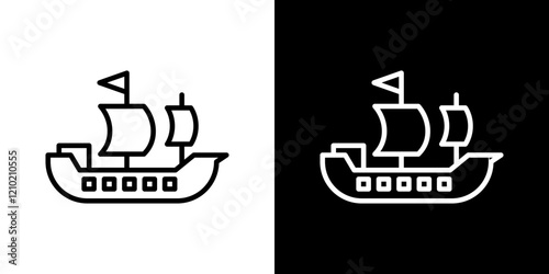 Pirate ship vector icon in thin line style